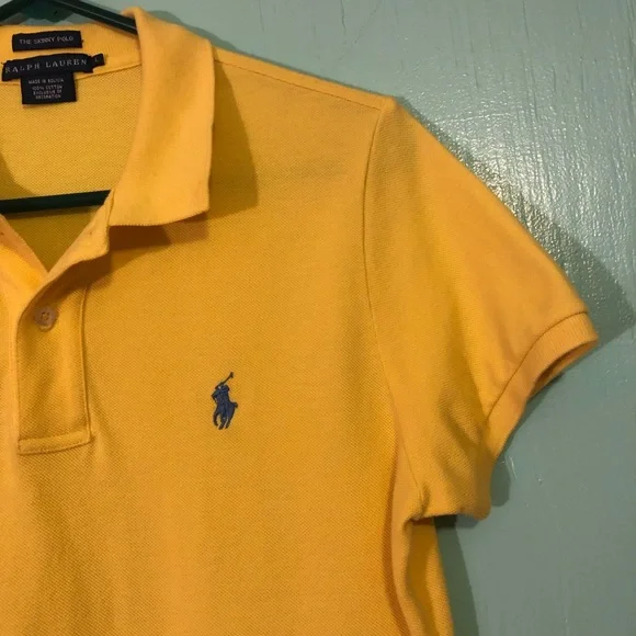 Ralph Lauren yellow boys polo button up collar - Picture 4 of 9